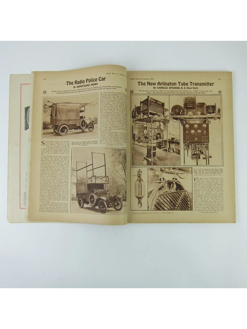 Radio News Magazine January 1924 The Radio Police Car Cover H. Gernsback Antique